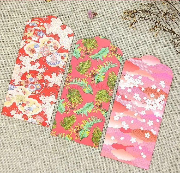 12pcs New Year Red Envelopes Flower Lucky Money Pocket  Paper Money Envelopes Red Packet for New Year Party Birthday Wedding