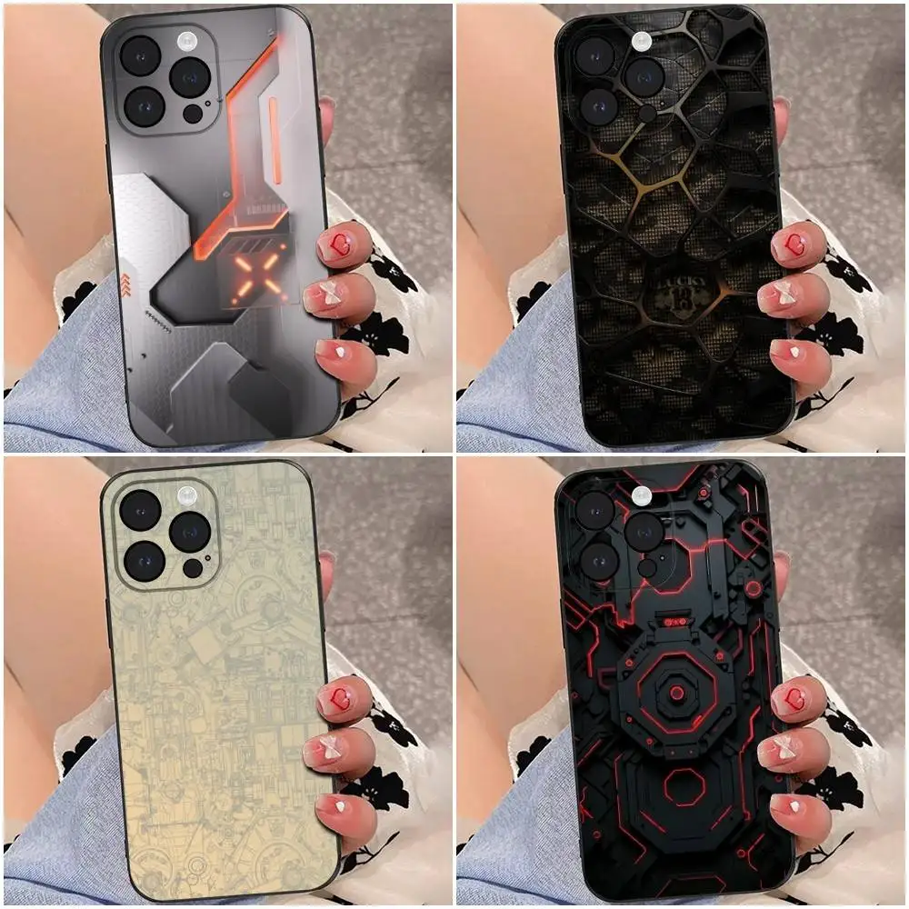 

mechanical Phone Case For iPhone 16e,16se4,16,15,14,13,12,Pro,Max,11,Plus,XR,XS Max Shockproof Silicone Soft Shell