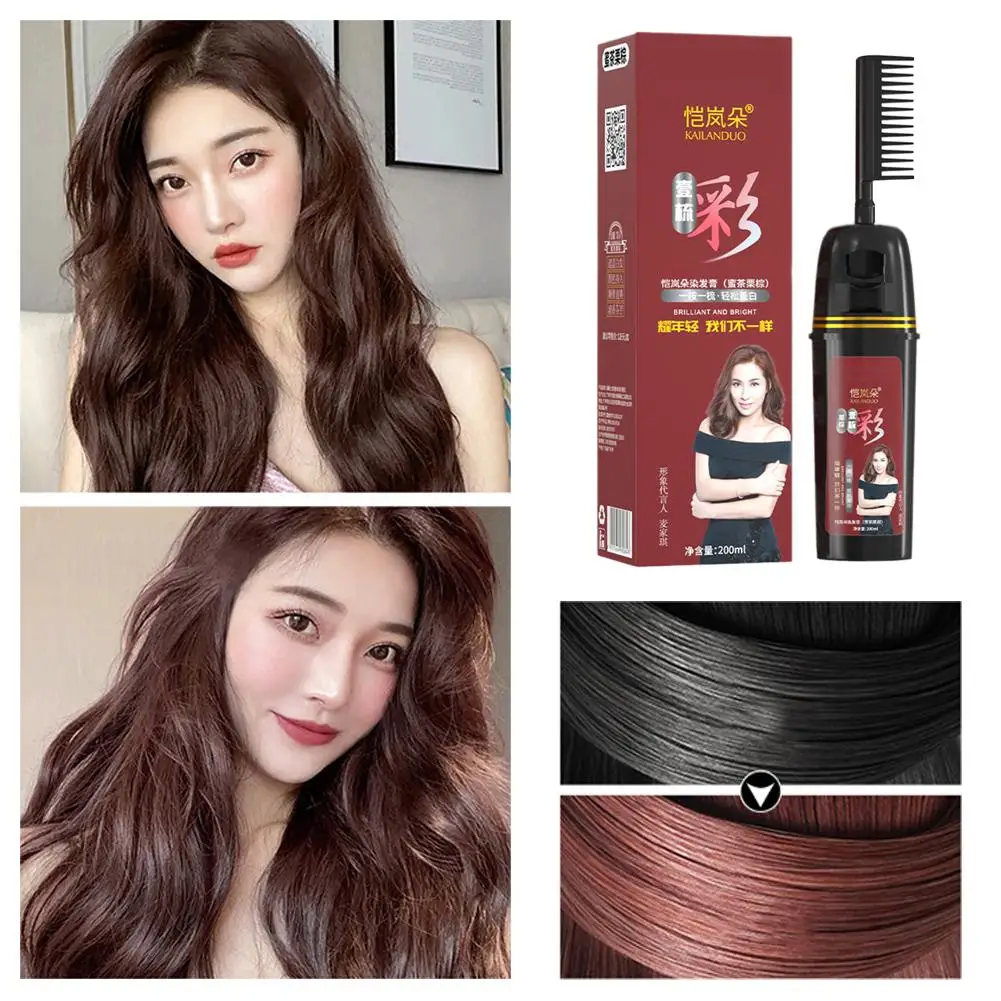 Colorful Plant Hair Dye With Innovative Comb Applicator, Hair Cream Washing Hair Household Color Easy-to-wash With Color Ki F6A6