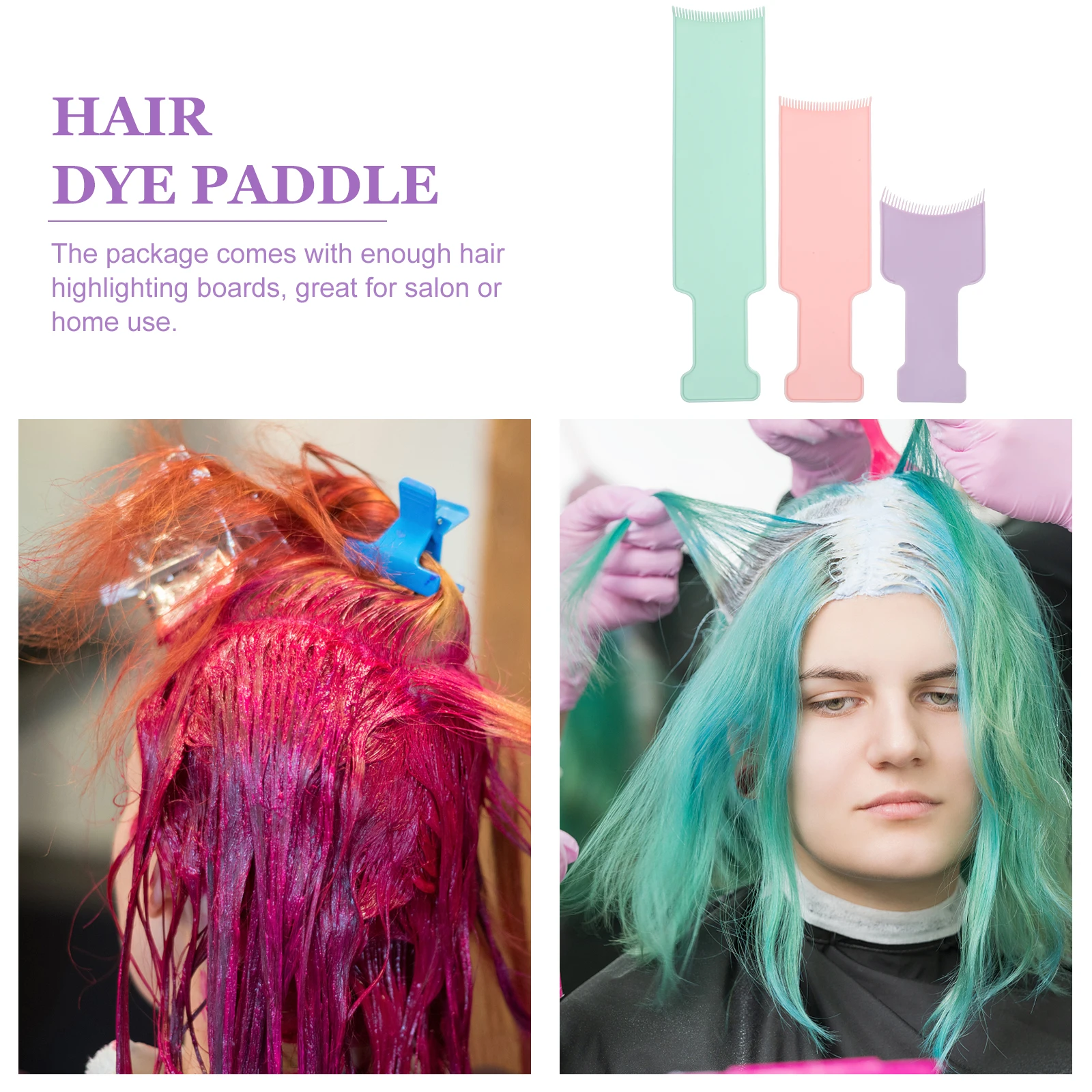 

3pcs Hair Dyeing Brush Highlighting With Teeth Foil Board Salon Supply Hair Coloring Tool Reusable Dye Paddle Comb Styling Dye