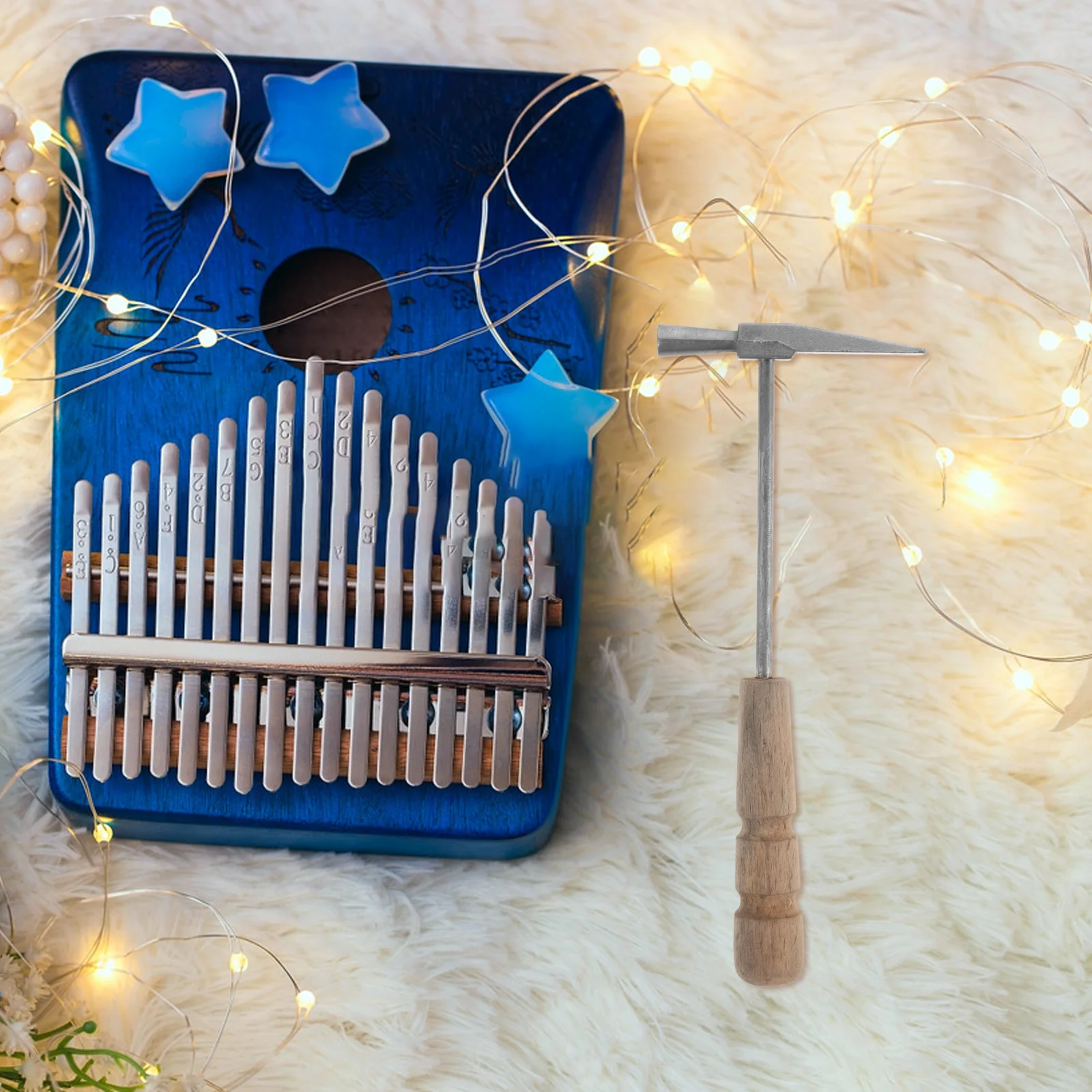 

Kalimba Thumb Piano Tuning Hammer Wooden Handle Durable Metal Tool for Repair Maintenance Guitar Watch Woodworking Projects