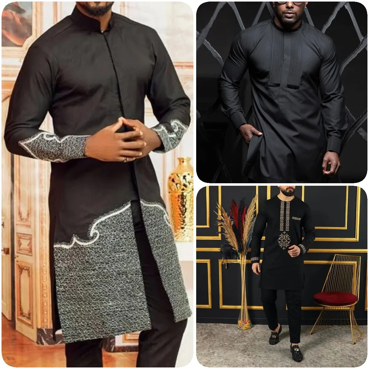 2024 Men\'s Sets Two-piece Long Sleeve Embroidered Men\'s Shirts And Pants Party Wedding Banquet Set African Men\'s Suit Clothing