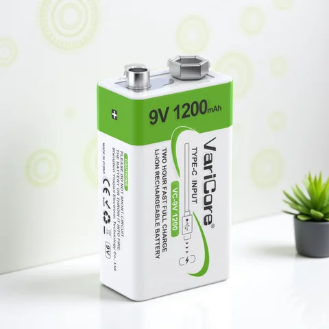 VariCore 6F22- PP3-6LR61 -9V lithium-ion rechargeable battery/USB Type-C interface/1200mAh/multimeter/wireless microphone