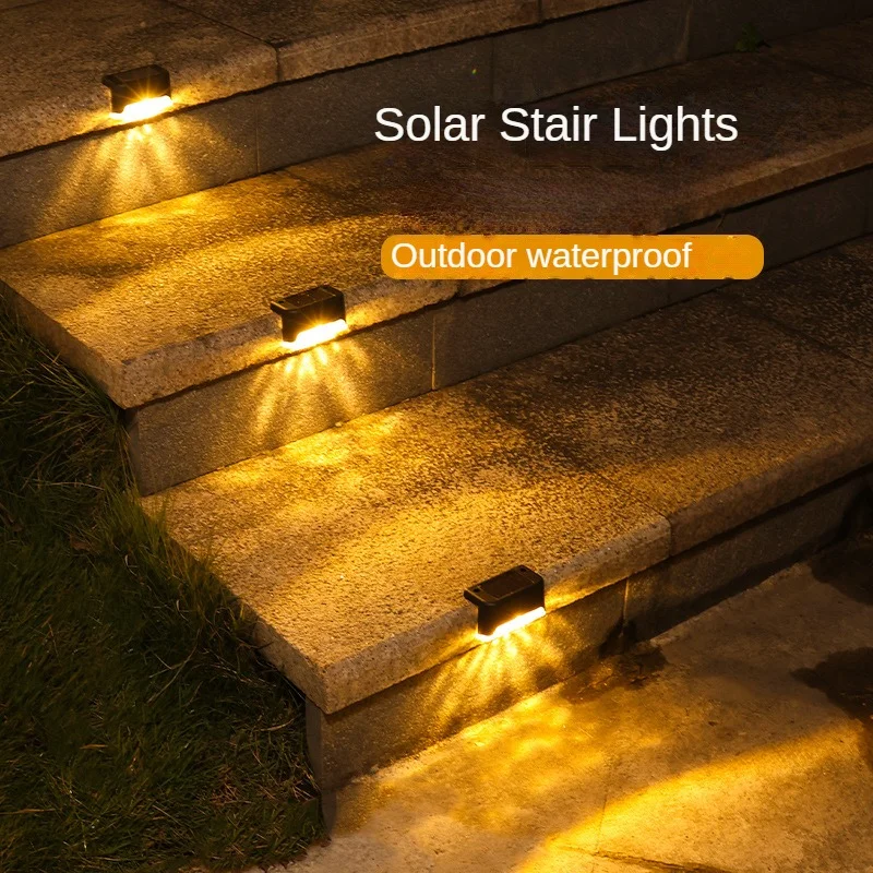 JVEE 2PCS LED Solar Step Light Passage Waterproof Stair Guardrail Lamp Outdoor Garden Yard Borders Terrace Villa Theater Decor