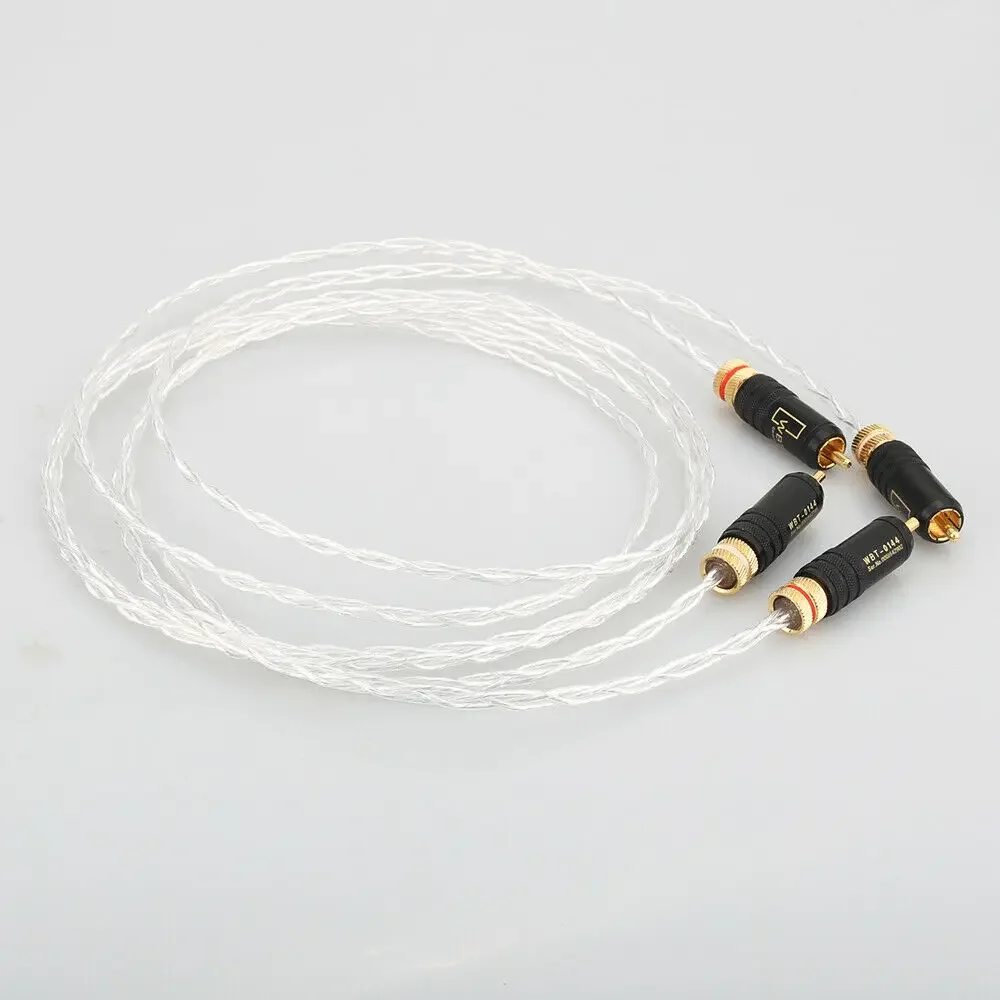 Par occ banhado a prata cabo de interconexão estéreo hi-fi áudio analógico chumbo rca para rca cabo de áudio phono alta fidelidade para cd/amp