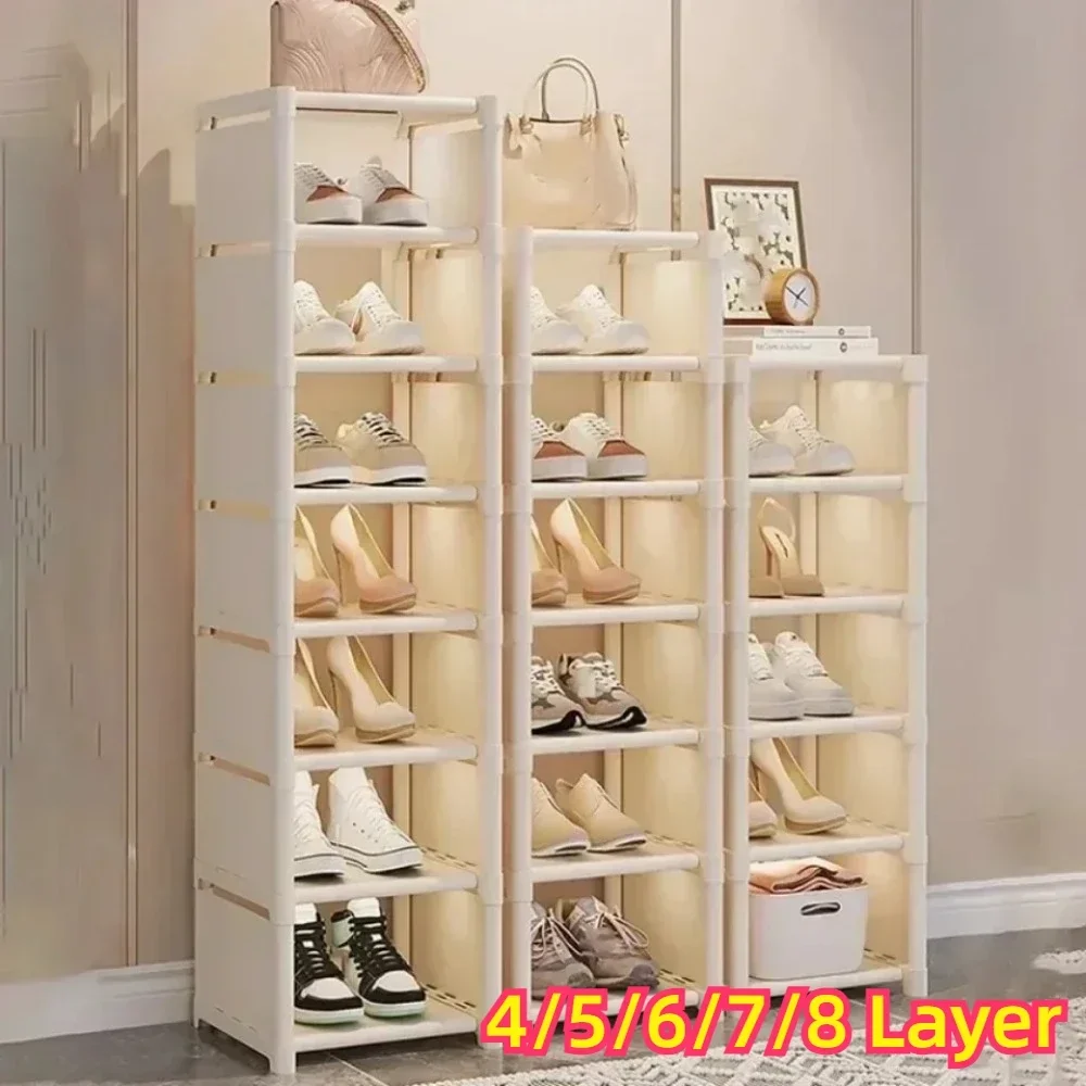 Multi Layer Shoe Organizer Dustproof Shoe Cabinet Assembled Wall Corner Shoes Shelf Save Space Simple Shoe Organizer and Storage