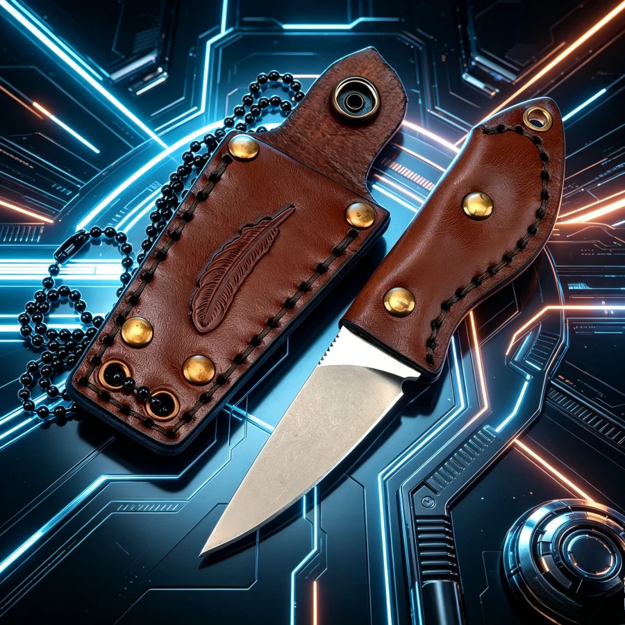 

Feather Knife M390 Blade Cowhide Handle Suitable for Outdoor Camping and Daily Emergency Carry Portable Hiking Knife Men's Gifts