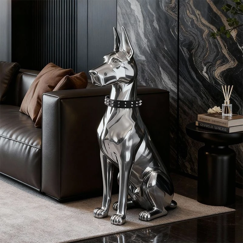 Animal Sculptures Modern Simple Luxury Dog Sculptures Large Scale Floor Mounted Electroplated Statues Home Decoration Crafts