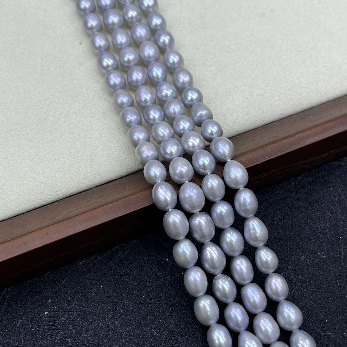 AAAA 7-8mm High-quality Irradiated Gray Rice-shaped Natural Freshwater Pearl Semi-finished Beads for Jewelry Making DIY Necklace