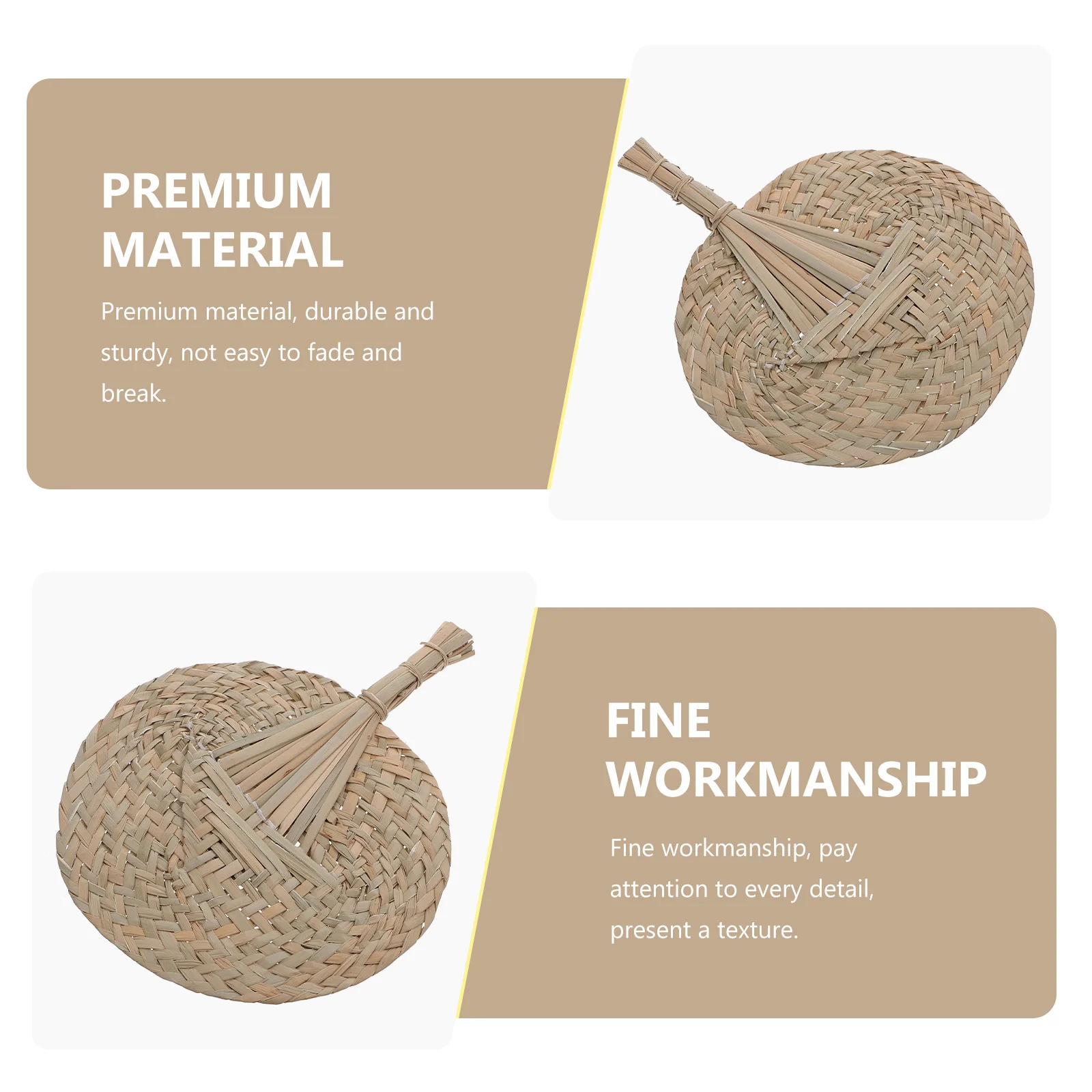 

2Pcs Summer Fan Natural Straw Handheld Cooling Fan Easy to Use for Walking Travel Stage Performance Decoration