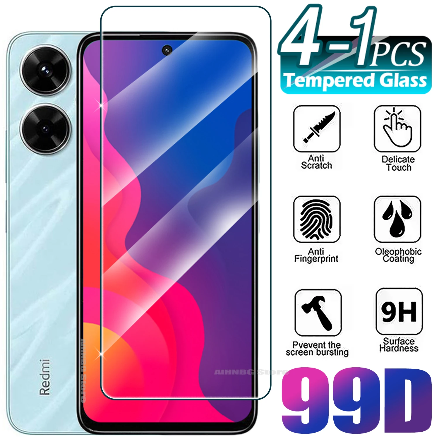 1/4Pcs Tempered Glass For Xiaomi Redmi 14C 13 13C 12 12s 11A 10X 4G 5G Screen Protector Glass Film for Redmi 8 8A 9C 9T 10C 12C