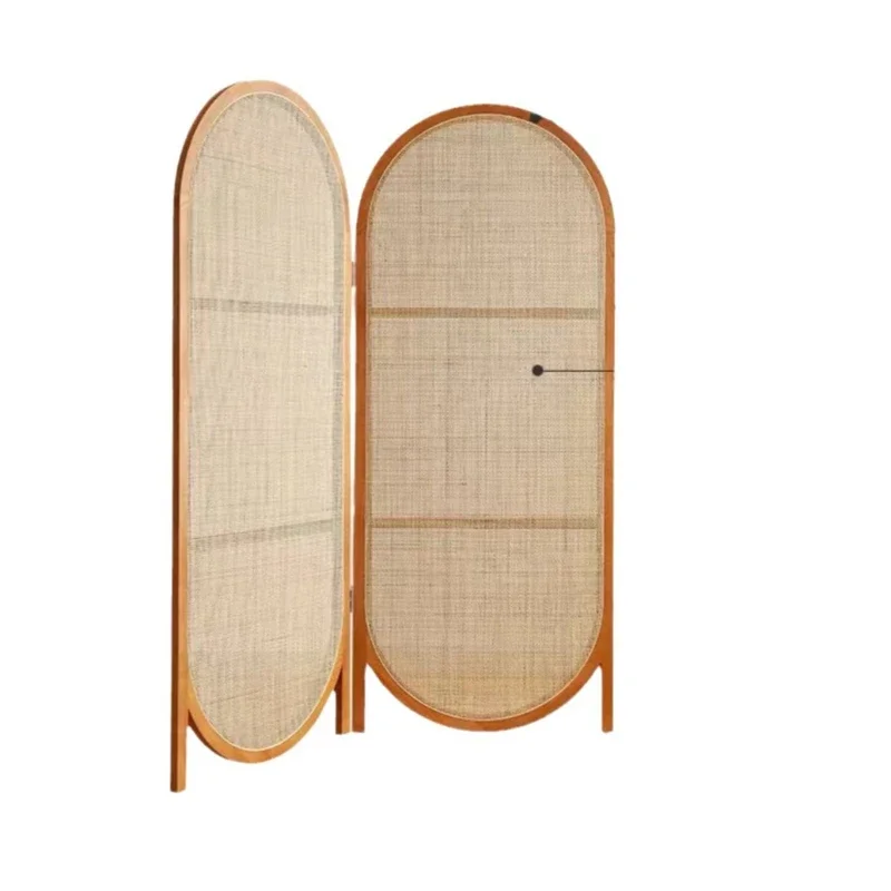 Rattan-Sichtschutz im japanischen Stil aus Massivholz, für Wohnzimmer, Esszimmer, Schlafzimmer, Eingangsbereich, zur Abtrennung mobiler Gegenstände