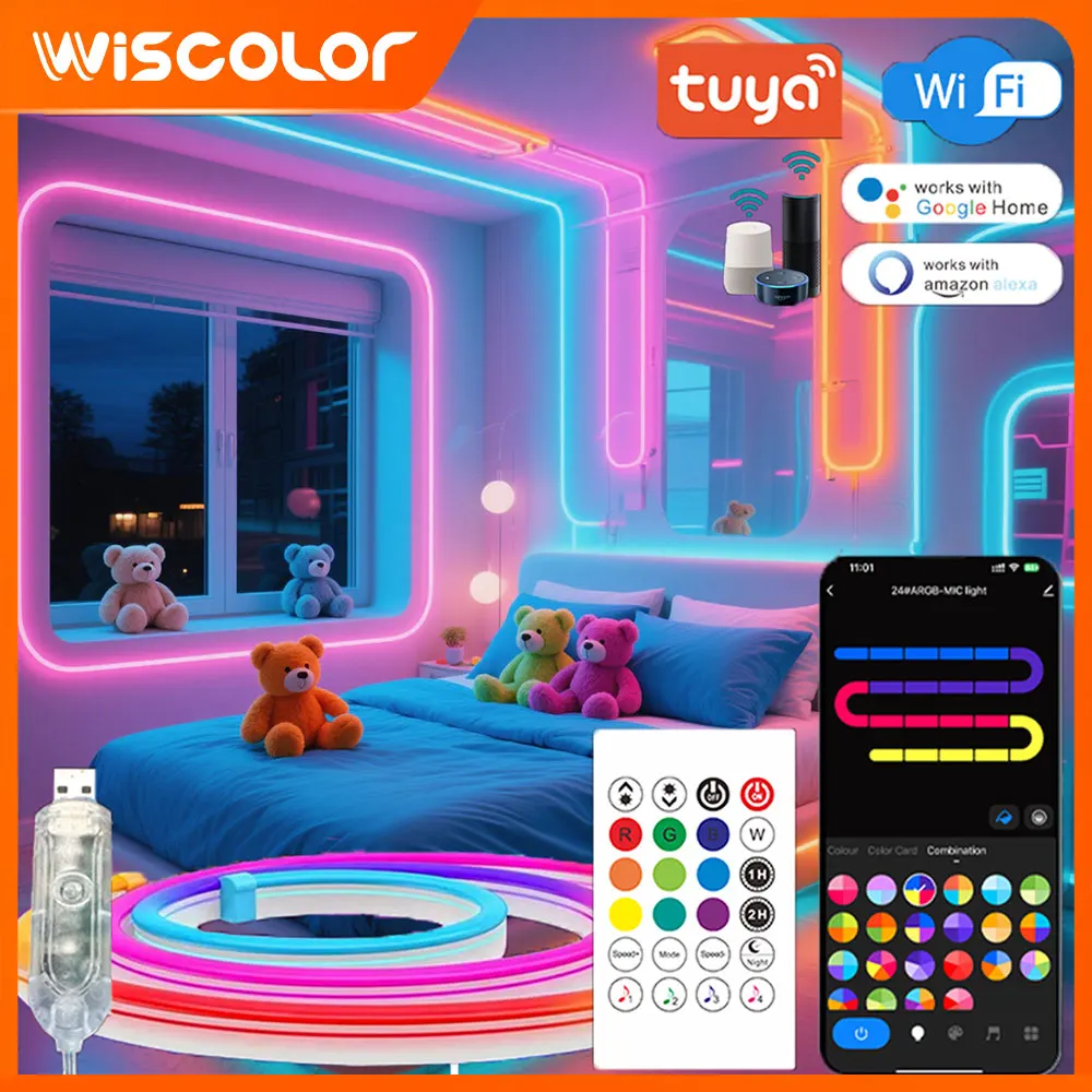 5V USB Outdoor RGB Led Lights Strip LED Neon Rope Light Garden Light DIY Wall Backlight Music Control Gamer Room Decor Lamp