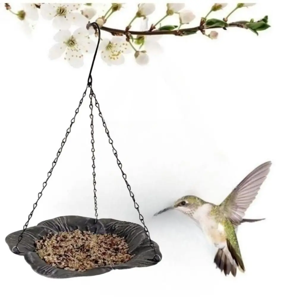 Wrought Iron Metal Bird Feeder Large Capacity Durable Bird Hanging Food Dispenser Balanced Convenient Bird Feeding Dish Outdoor