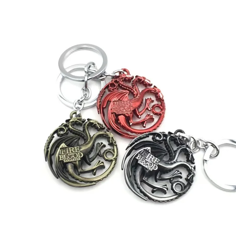 House of Targaryen Dragon Keychain Game of Thrones Men Trinket Boy Bag Car Key Chain Jewelry Souvenirs Gift