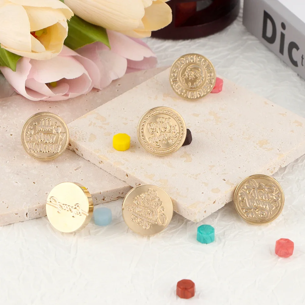ختم من الشمع Stamps 25mm جولة النحاس ختم من الشمع ختم الرأس، رغبات عيد الميلاد شكرا لك موضوع Stamps لتزيين المغلفات #6