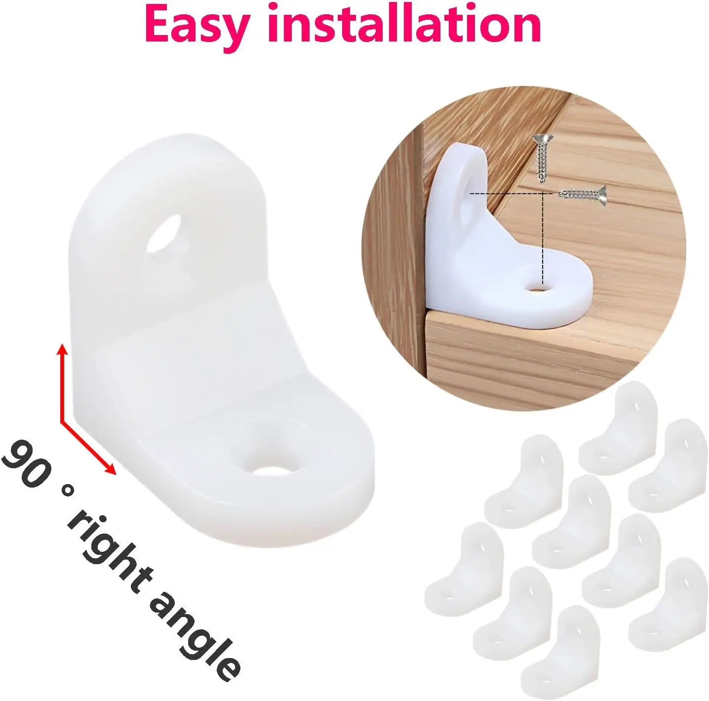 

1Set Plastic Corner Shelf Brackets L-Shaped Furniture Connectors for Wood Cabinet Drawer Chair Stand Reinforcement