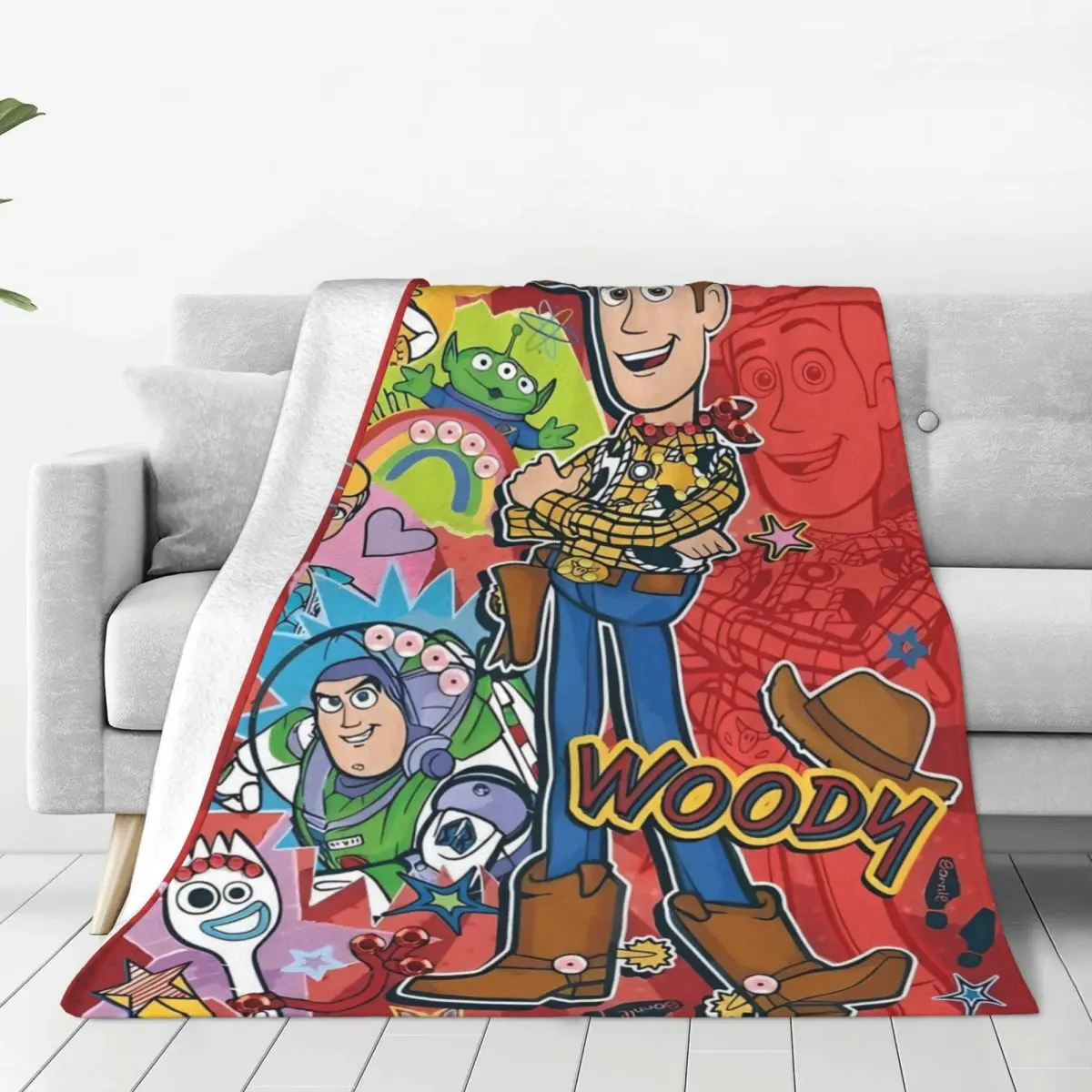 Toy Story-Couverture de pique-nique Buzz Woody, jeté de glouton pour la décoration intérieure, couvre-lit au design doux, cadeau de qualité