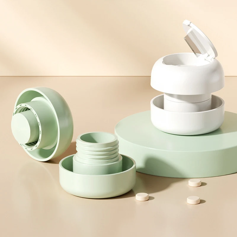 1pc 2 In 1 Tragbare Pille Grinder & Cutter Multifunktionale Pille Grinder Edelstahl Klinge Pille Schneiden Dispenser Organizer