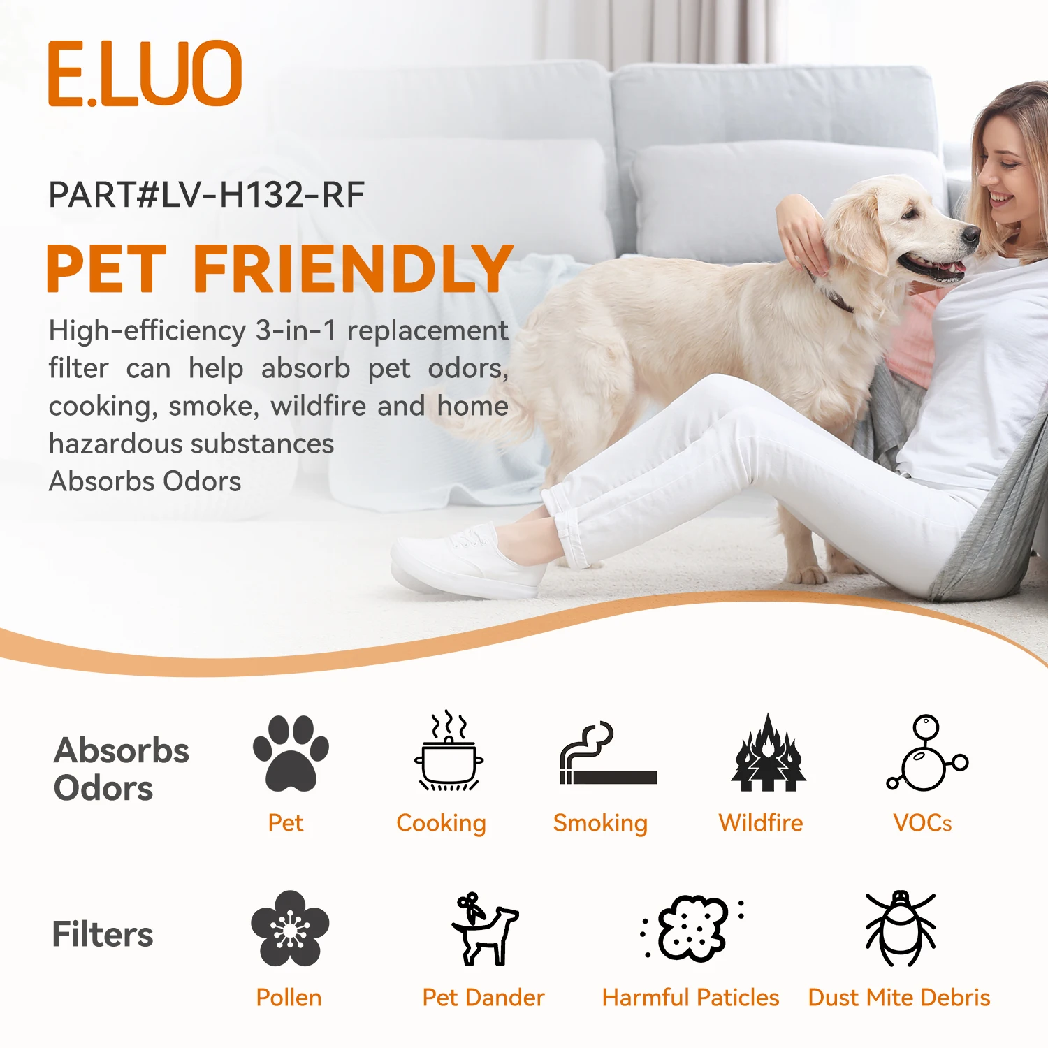 2 حزم فلتر تنقية الهواء Hepa بدائل ل Levoit LV-H132 LV-H132-RF فلتر الكربون المنشط النايلون قبل تصفية H13 PM2.5
