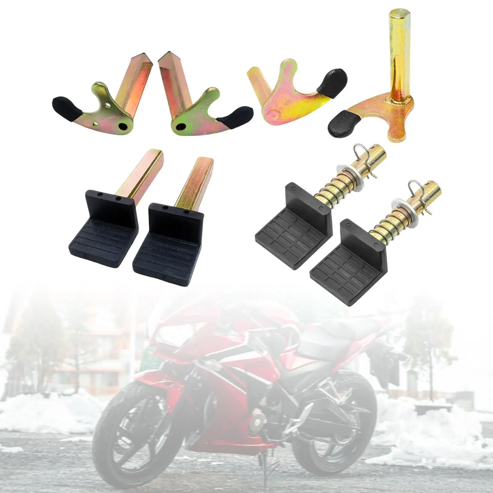 2Pcs Motorcycle Stand Hooks Load Bearing 400kg Iron AntiSlip Motorbike Accessory Stable for Paddock Lift Jack Stand Support Rack