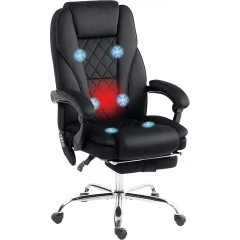 Massage-oice-stoel met oot-rust, executive computerbureaustoel met 6 trilpunten en warmte, verstelbare rugleuning, op maat gemaakt