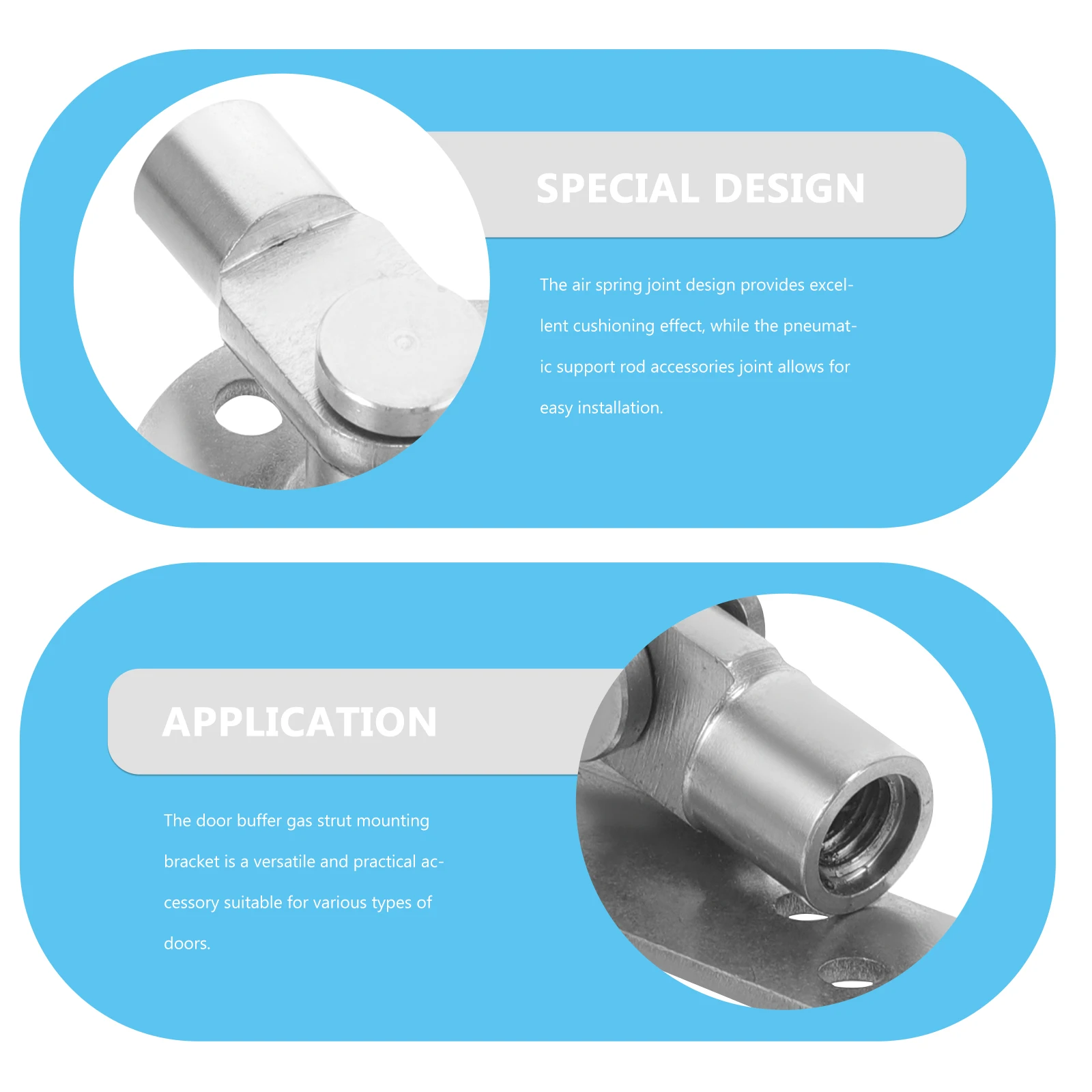 

1Pair Gas Strut Connector Heavy Duty Pneumatic Support Rod Replacement Mounting Bracket for Door Lift Support Cabinet Lid Gas