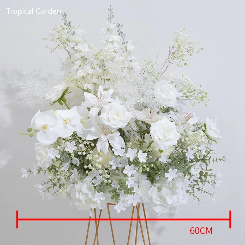 

Elegant Wedding Flower Sets Artificial Hydrangea Rose Baby's Breath Design Romantic Floral Backdrop Arrangement Hang Flower Row