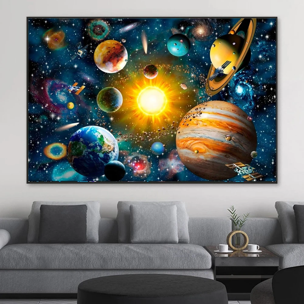 Solar System Planets Poster Prints For Living Room Home Decor Universe Cosmos Space Landscape Canvas Painting Wall Art Gift