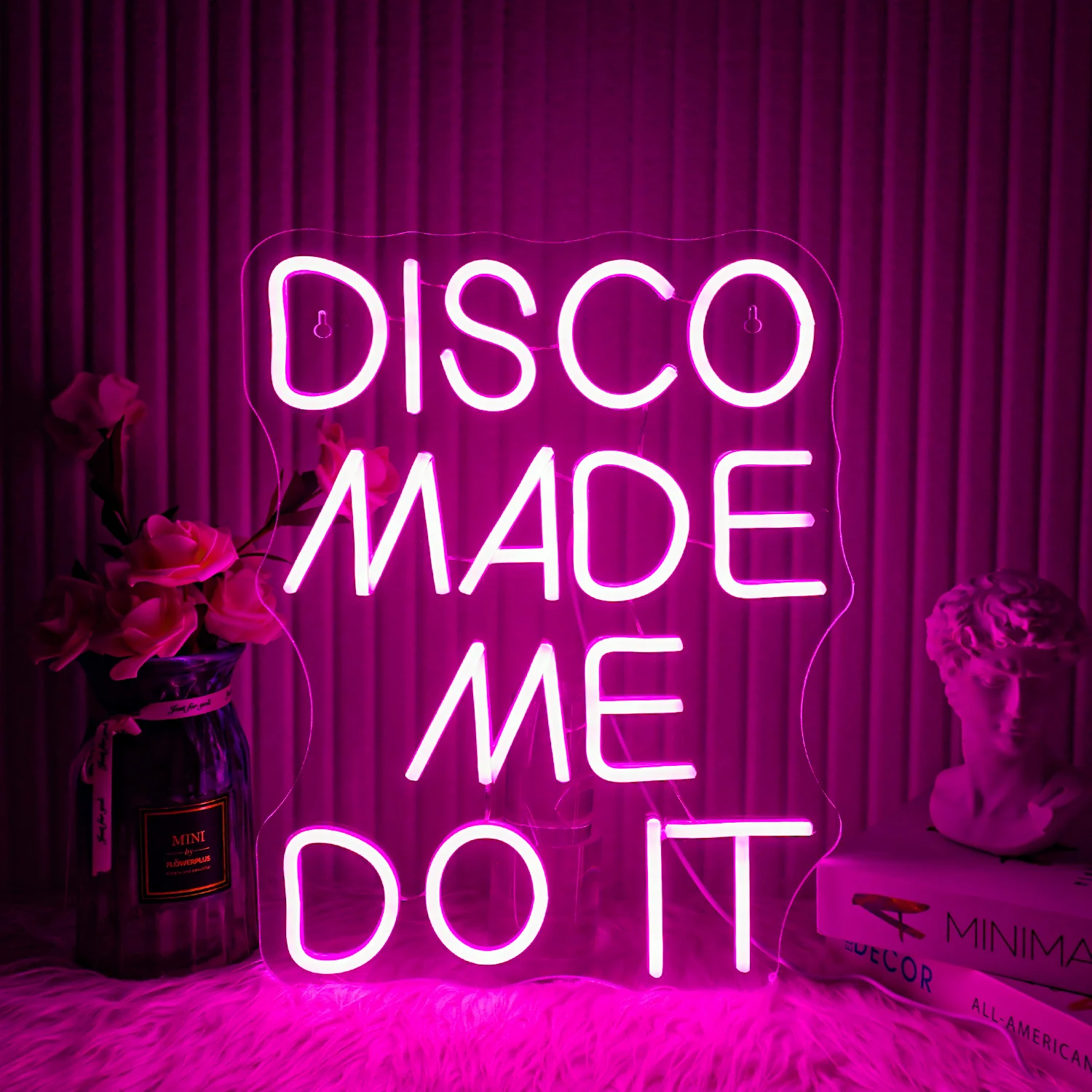 Imagem -01 - Disco Made ME do it Neon Sign Decoração da Parede da Festa Luz Led Neon Quarto de Bar Casa Assombrada Luz Pendurada Lâmpada do Baile disco made me do it neon sign decoracao da parede da festa luz led neon quarto de bar casa assombrada luz pendurada lampada do baile 01