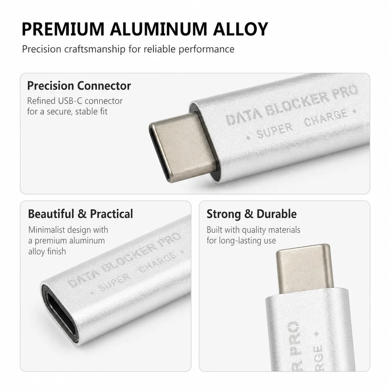 USB-C Type-C Data Blocker Fast Charging Adapter Data Security Protector Anti Data Theft Charging Only Aluminum Alloy USB C Adapt