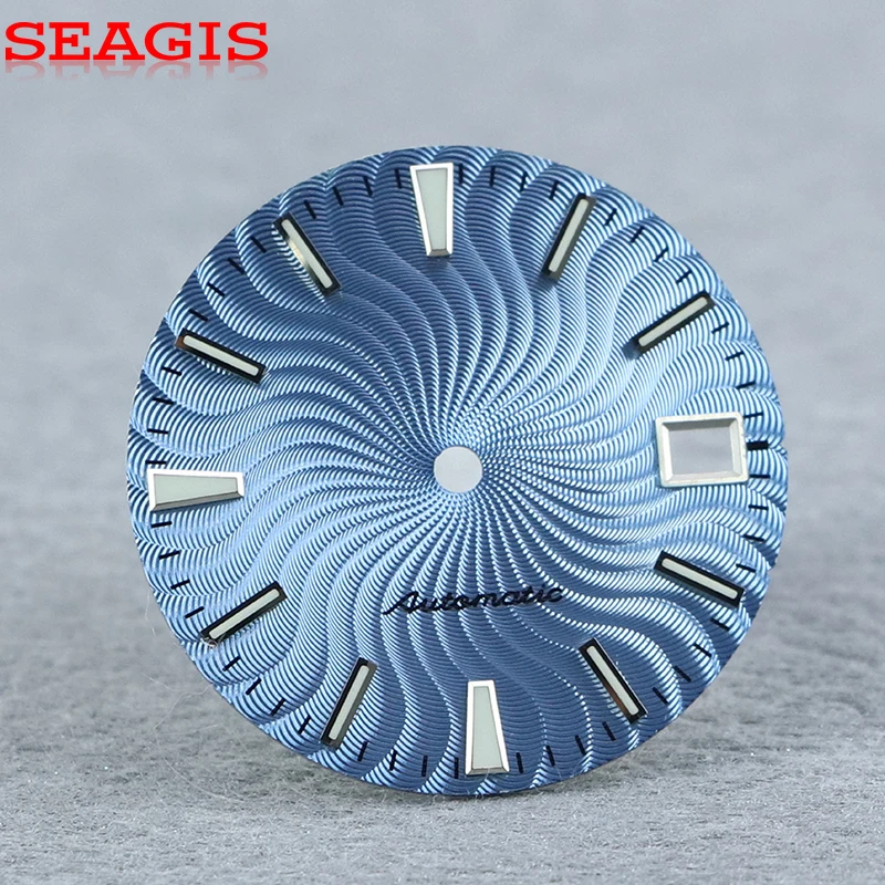 SEAGIS Guilloche Coloful Dial 28.5 mm BGW9 Lume Dial NH35 Dial Mod No Logo Watch Face Watch Accessories Parts