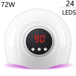 Lampada per unghie a LED UV da 72W 24LED asciuga unghie professionale con 3 impostazioni del Timer sensore automatico per la casa e il salone a polimerizzazione rapida