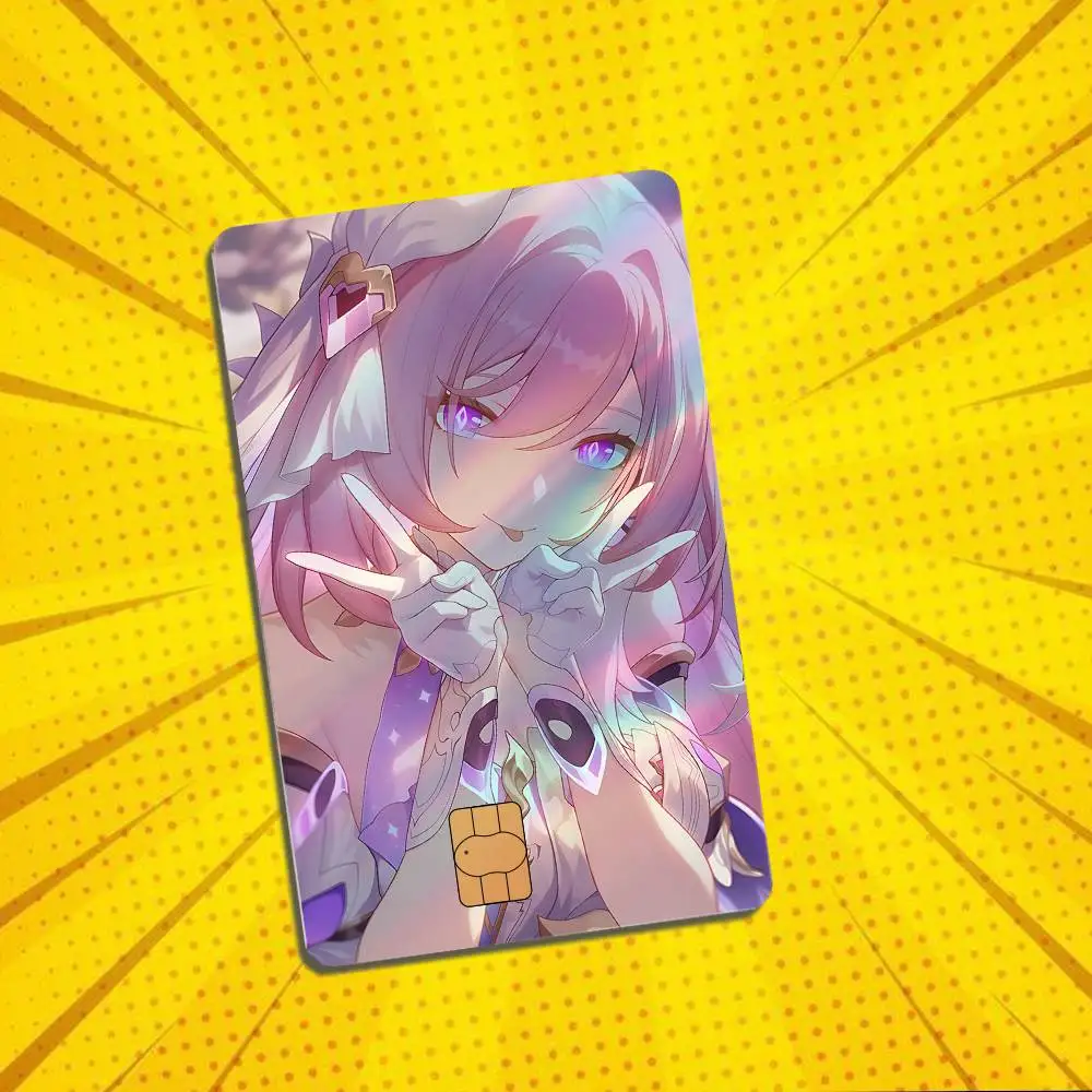 Elysia Seele Vollerei Honkai Impact Laser-like texture Card Stickers Credit Visa Debit Bank Charge Card Bus Metro Sticker Decal