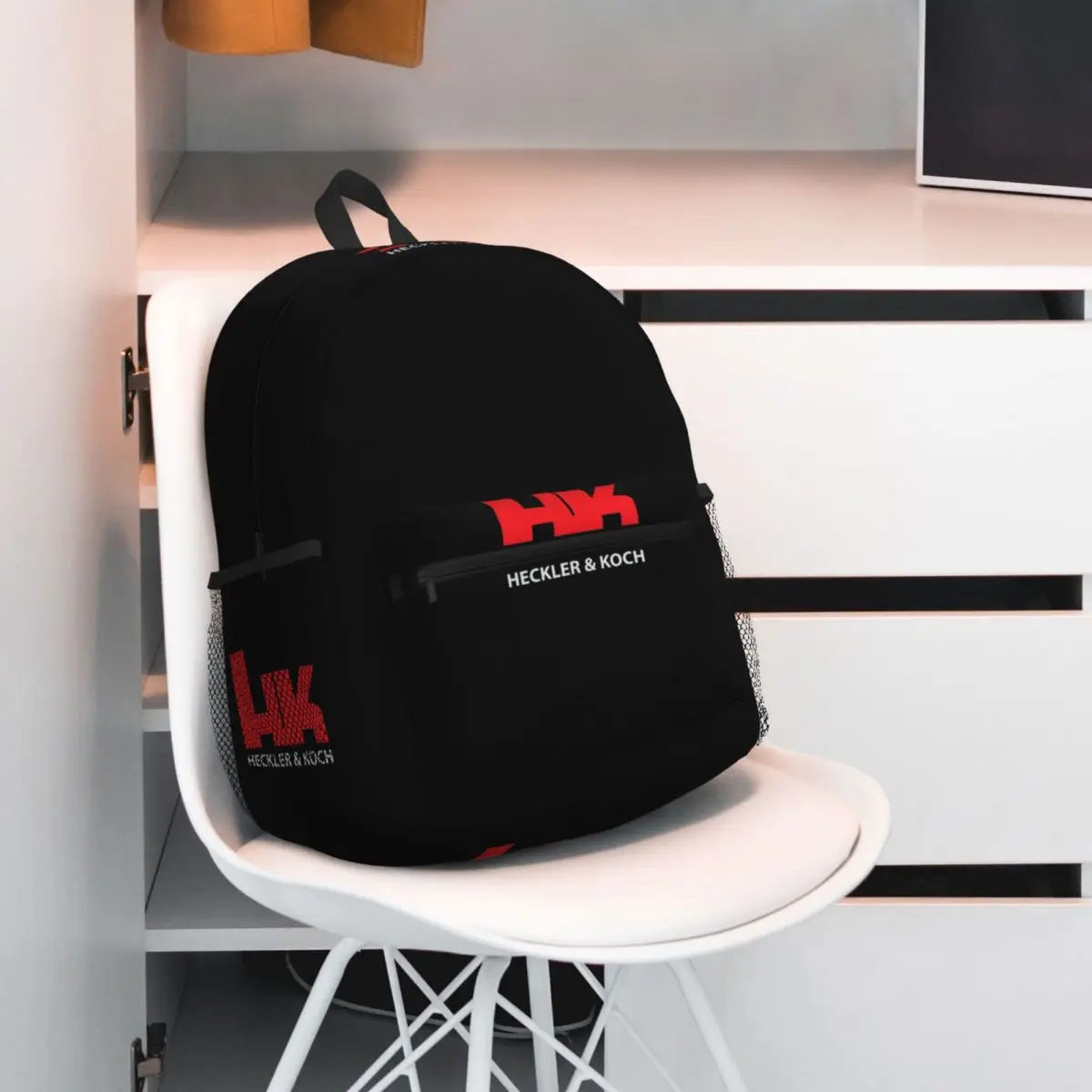 HK Firearms Heckler And Koch Logo Backpack Daypack Large Capacity Children BookBag School Bag Shoulder Bags for Men Women