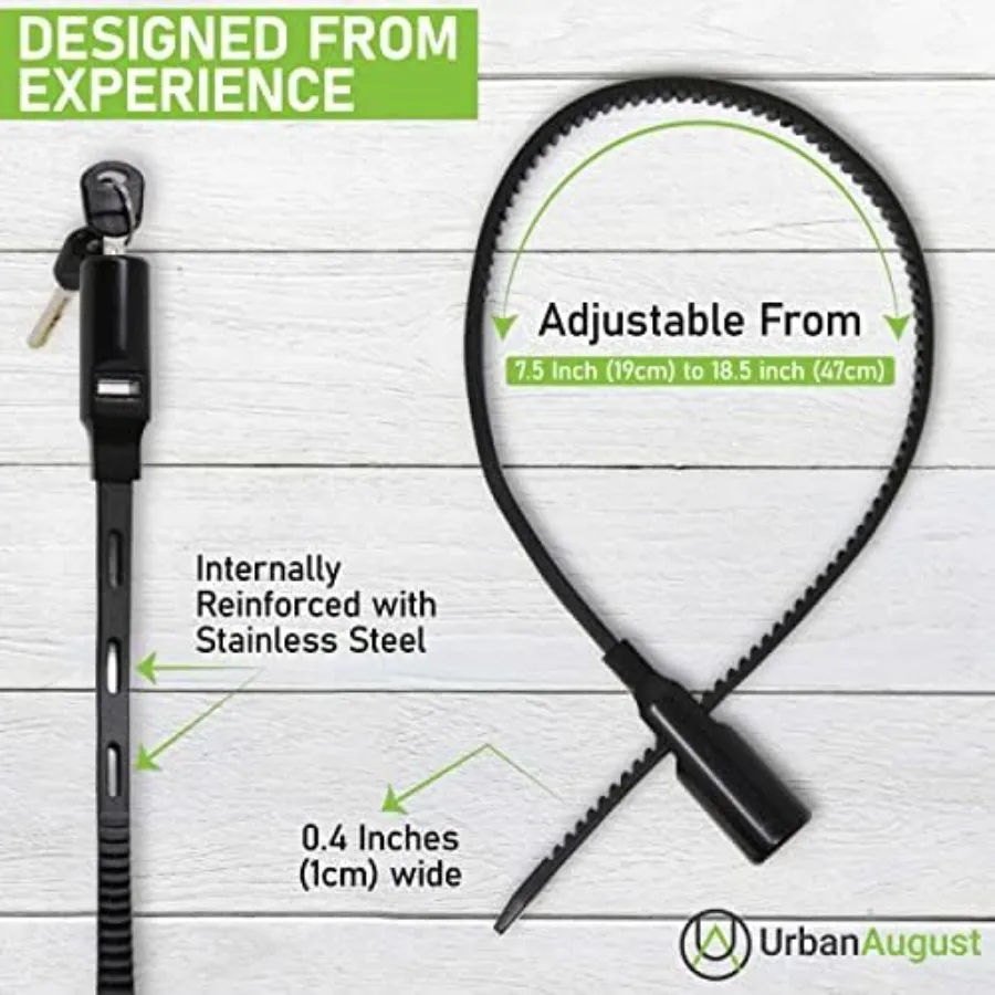 Adjustable Zip Tie Lock for Refrigerator Door Cabinet Bike Stroller Helmet - Multi-Purpose Keyed French Door Lock - Stainl Stee