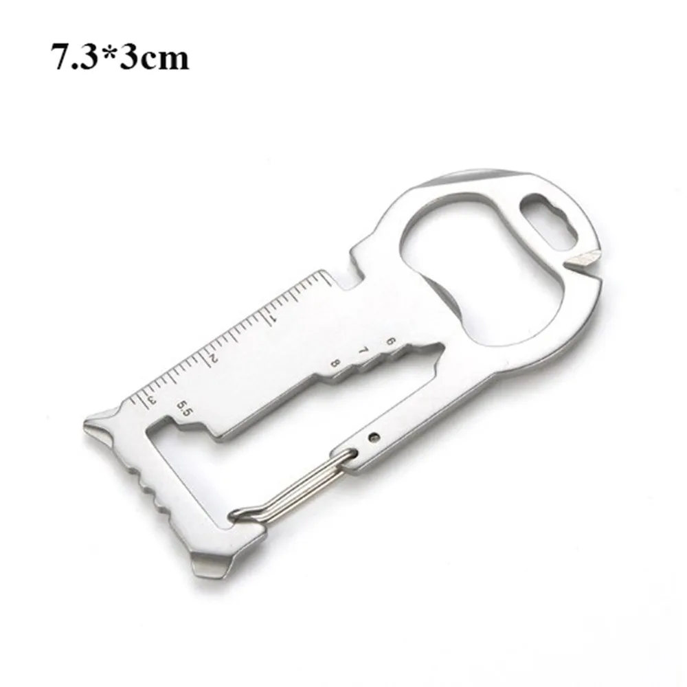 Stainless Steel Card Bottle Opener Multi-functional Portable Outdoor Camping Keychain Small Tool Mountaineering Buckle