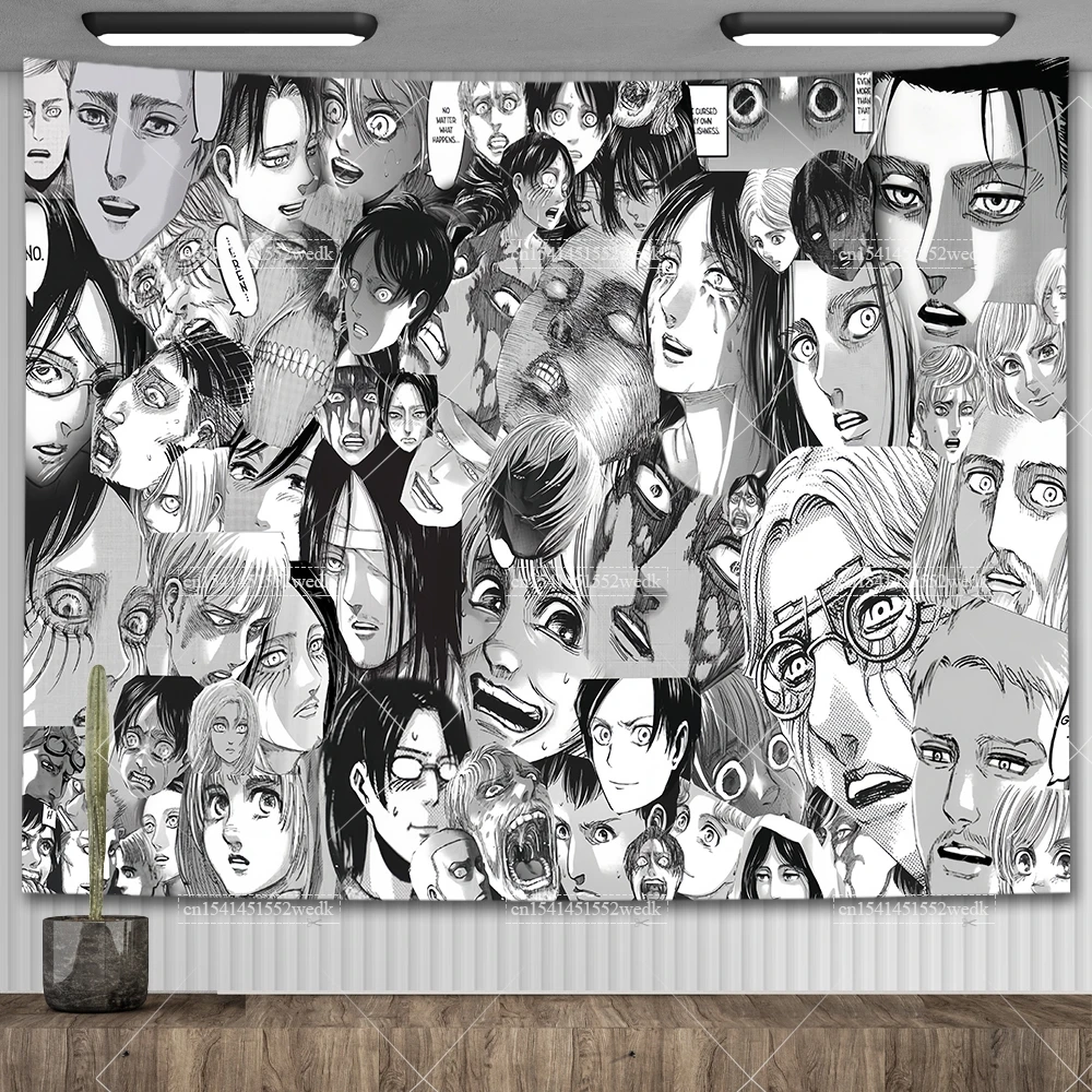 Eren Jaeger Freedom Tapestry Wall Hanging Japanese Anime Tapestry Dorm Background Cloth Aesthetic Party Backdrop Room Decor