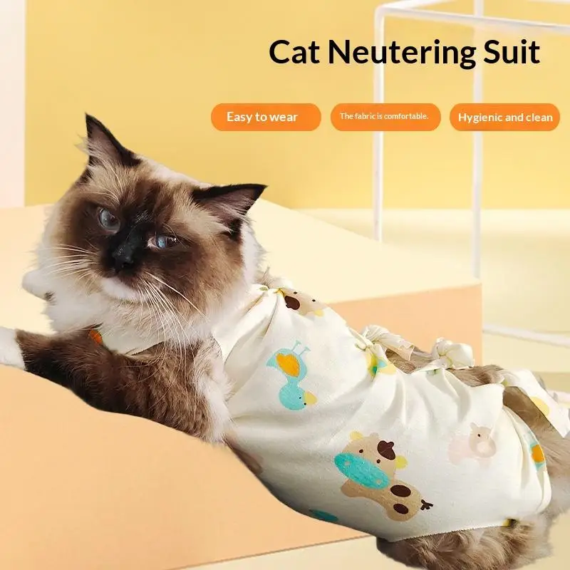 Breathable Pet Cat Recovery Suit Post Surgery Wear Medicine Feeding Weaning Use Anti-Licking Anti-Harassment Cat Recovery Suit