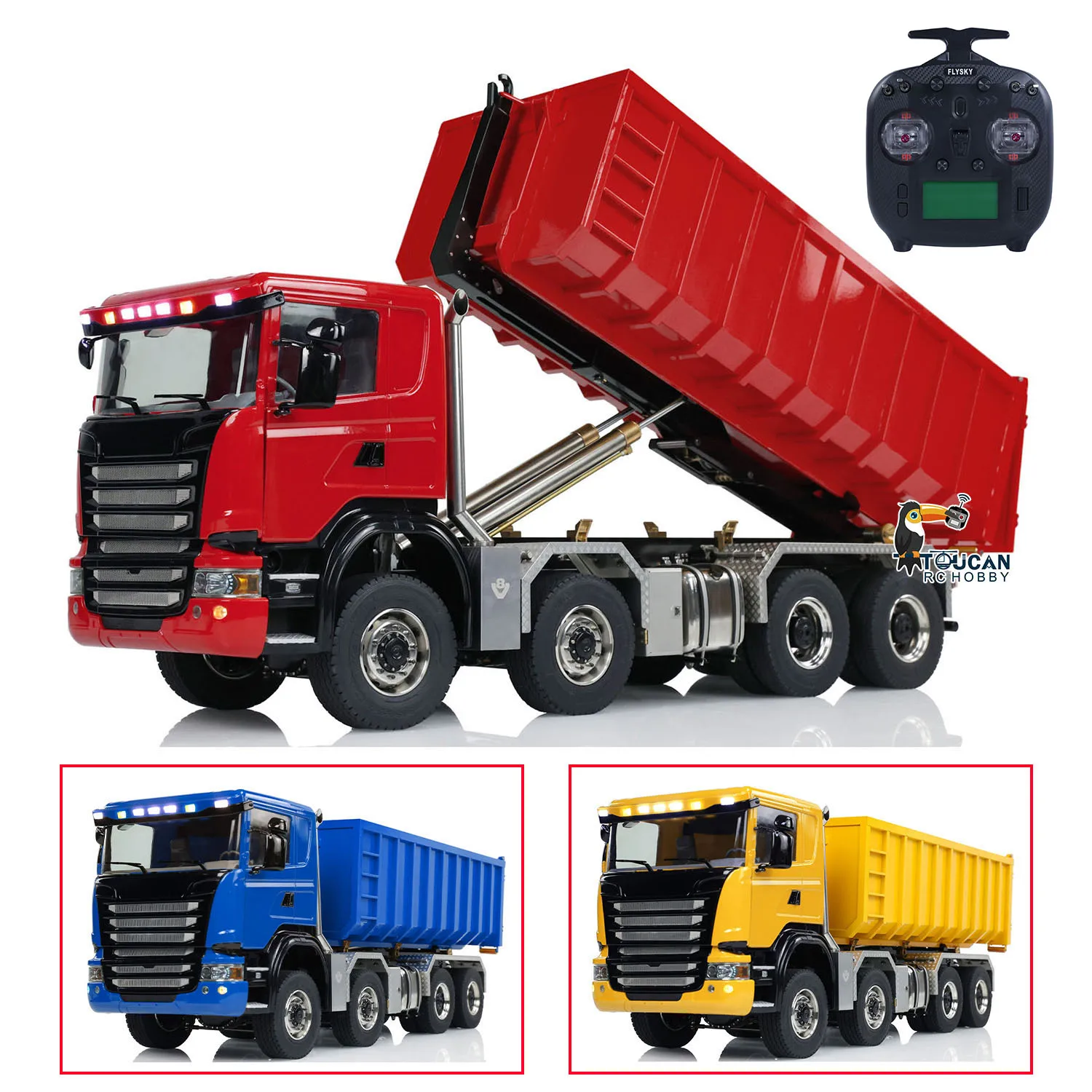 Toys 1:14 RC Hydraulic Roll Off Dump Truck 8x8 Full Dumper Car Sound Light Remoted Tipper Cars Vehicle Model for Boys Gifts