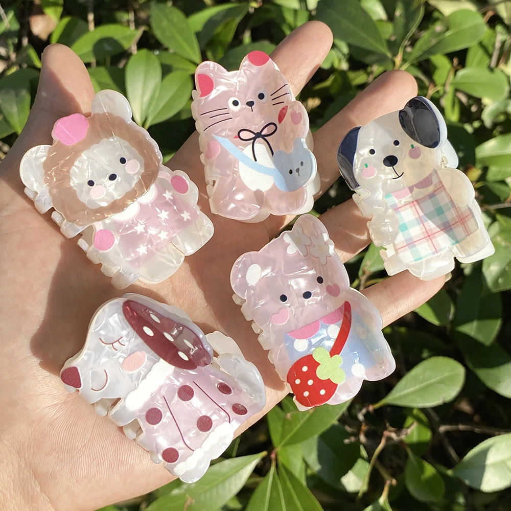 New Acrylic Cartoon Animal Pattern Crab Clamp Hairpin Women\'s Girls Korean Bear Dog Rabbit Hair Clip Claw Accessories Tool