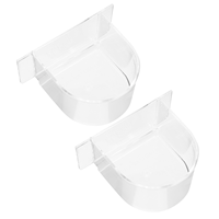 2 PCS Water Dispenser Semicircle Food Container Travel Pet Feeder Cages Plastic Clear Parrot Trough