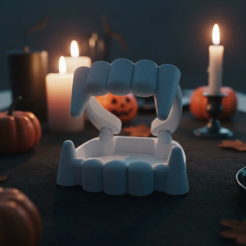 3D Printing Bloodsucker Teeth Candy Bowl Plastic Decorative Halloween Dentures Candy Bowl White Bloodsucker Teeth Desk Ornament