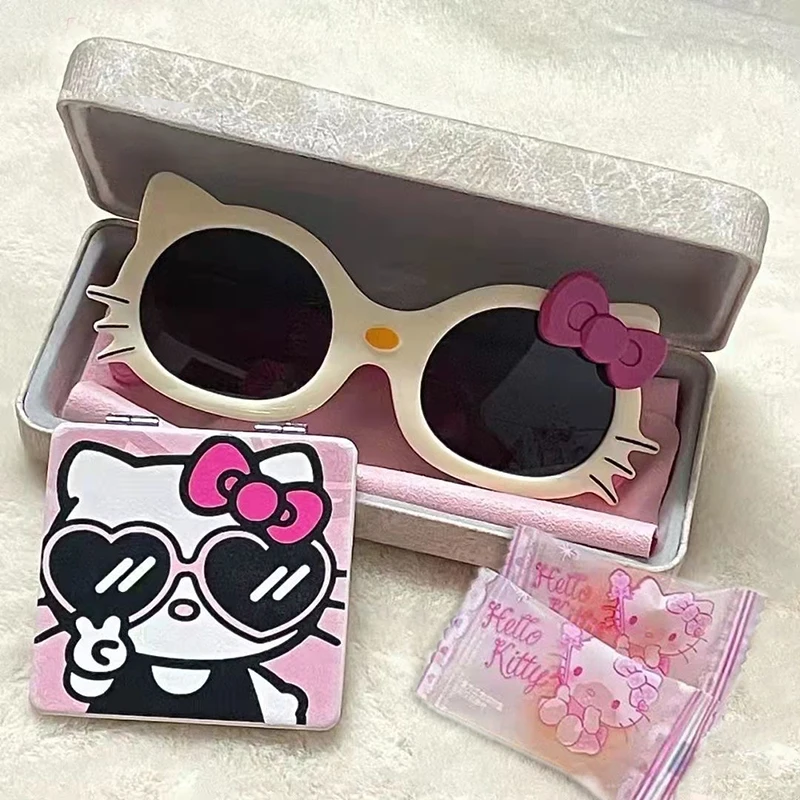 Y2K Style Hello Kitty Sunglasses Fashion Photo Glasses Props Student Girls Cute Cartoon Sunshade Glasses Gift