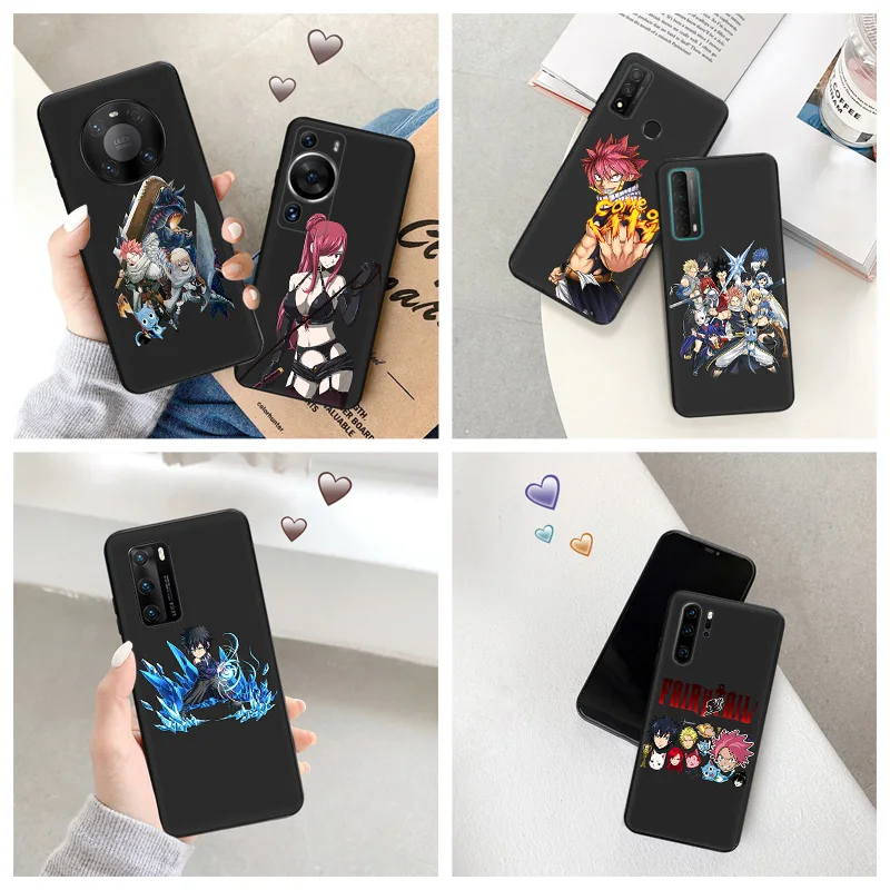 Silicone Black Phone Case for Motorola G200 5G G30 G31 One Fusion Fairy Tail Erza-Scarlet Huawei P40 P30 P20 Smart iphone6 Cover