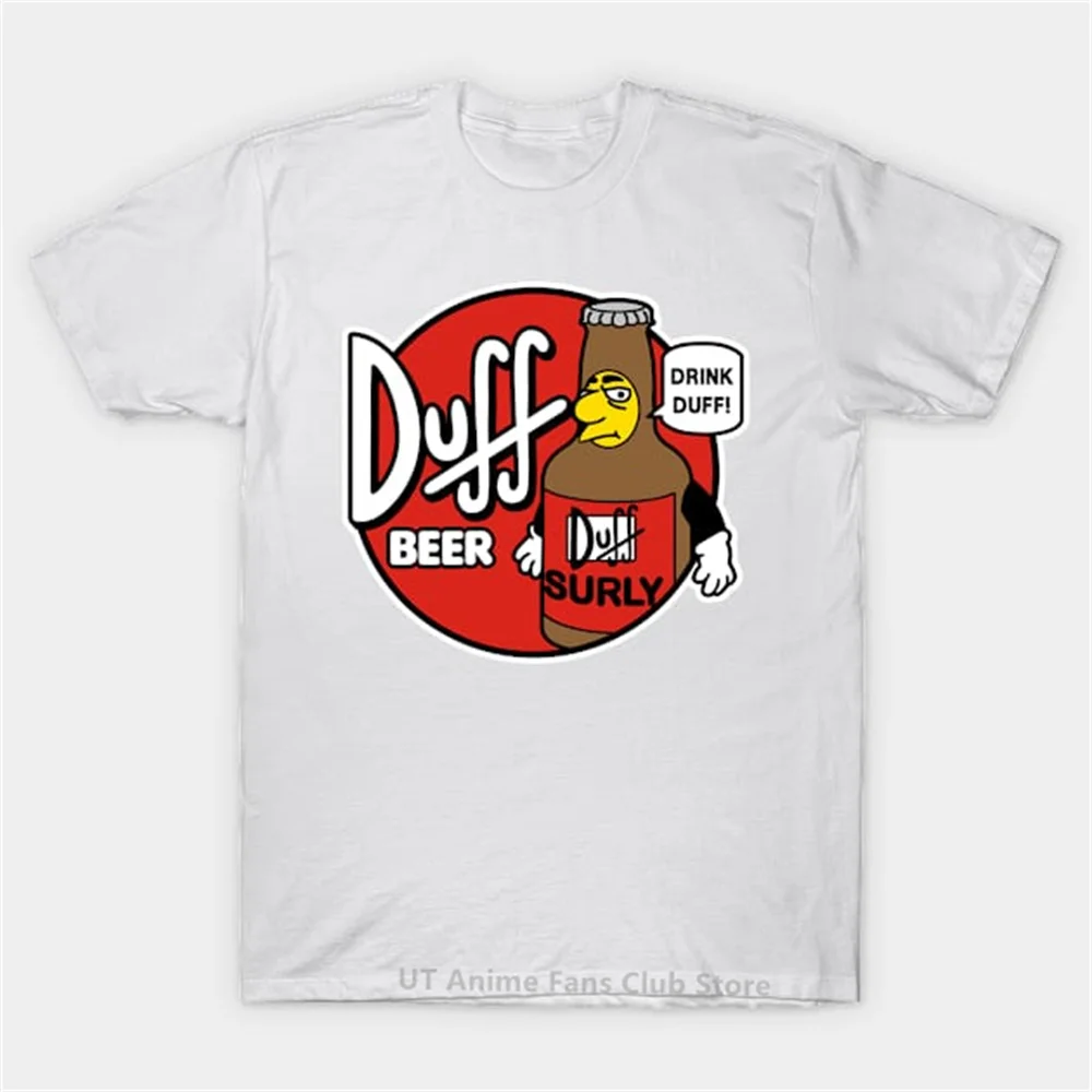 The Simpsons Duff Classic Beer Graphic T Shirt for Men Cotton Short Sleeve T Shirts Summer  Men's Women's Street Oversized Tops