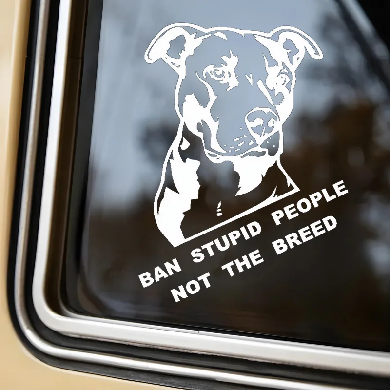 15x20 سنتيمتر "بان غبي الناس لا تتلالة" بيتبول سيارة الوفير ملصقات نافذة ، لسيارة شاحنة فان شارات الموضة مادة الفينيل #6