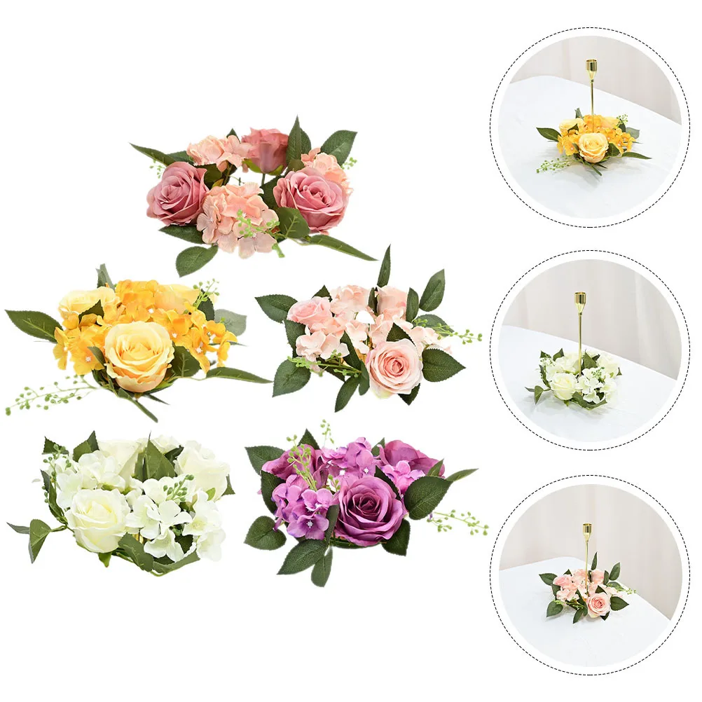 

5Pcs Floral Artificial Rings Realistic Texture Wreaths Wedding Centerpiece Table Decoration Party