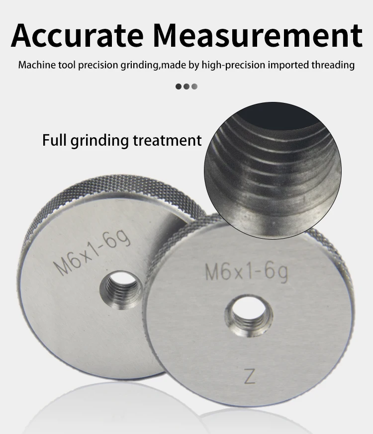 2PCS/Set 60-Degree Metric Thread Ring Gauge 6G M2-M20 Taper Gauge Measuring Tool for Precision Engineering