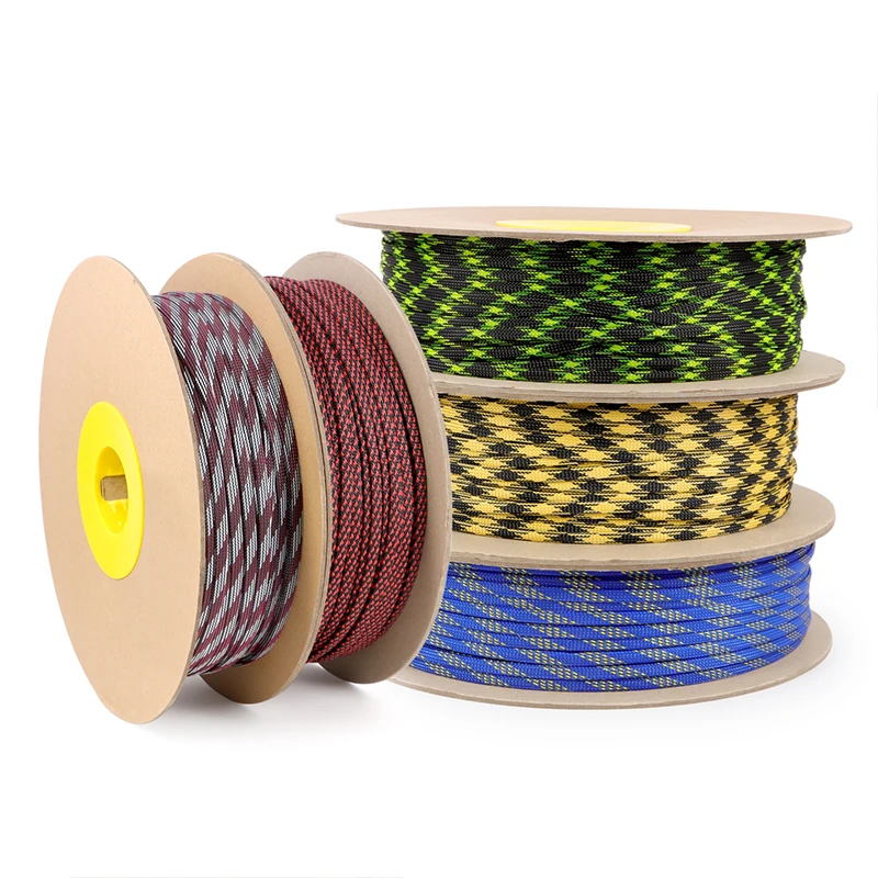1/5/10M Black Gold PET Braided Sleeve 2 4 6 8 10 12 14 16mm High Density Insulated Cable Protection Expandable Sheath